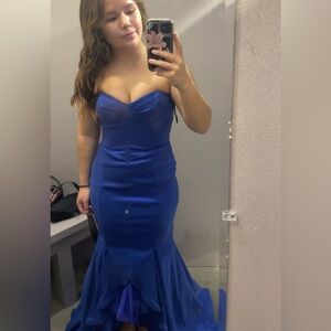 Chic Strapless Royal Blue Dress